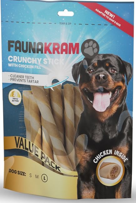 Faunakram - Crunchy dental stick Large 300gr (OBS bedst før 5/8-2024)