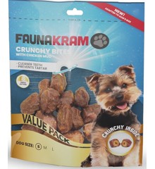 Faunakram - BLAND 4 FOR 119 - Crunchy bites with chicken inside small 200gr (obs Bedst før 5/8-2024)