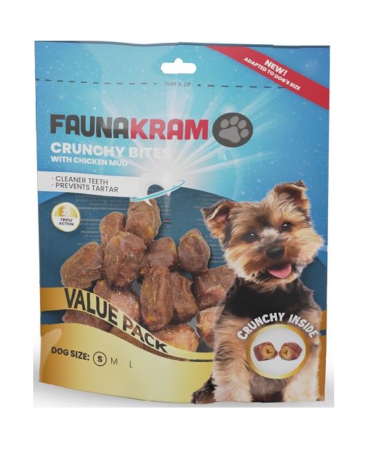 Faunakram - Crunchy bites with chicken inside small 200gr (obs Bedst før 5/8-2024)