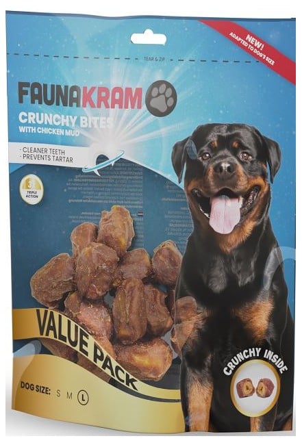 Faunakram -  Crunchy bites with chicken inside Large 300gr (obs Bedst før 5/8-2024)