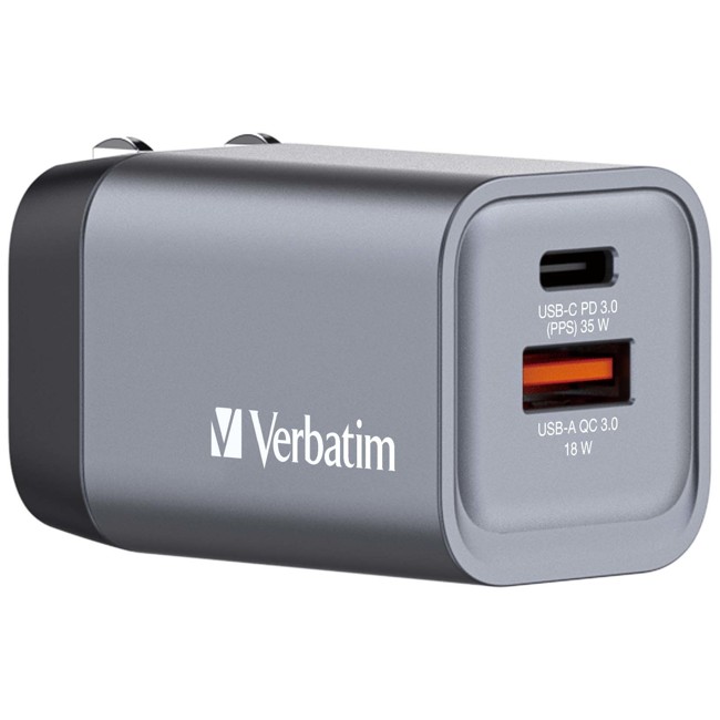 Verbatim - GNC-35 GaN Oplader 2 Port 35W USB-A/USB-C