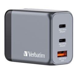 Verbatim - GNC-65 GaN Charger 3 Port 65W USB-A/USB-C