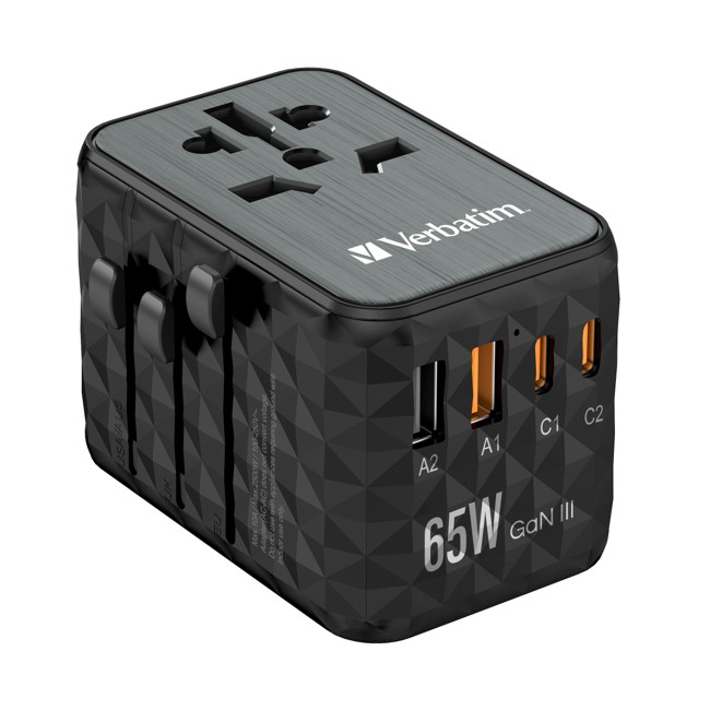 Verbatim - GaN III Universal Travel Adapter UTA-05 PD65W QC 4+