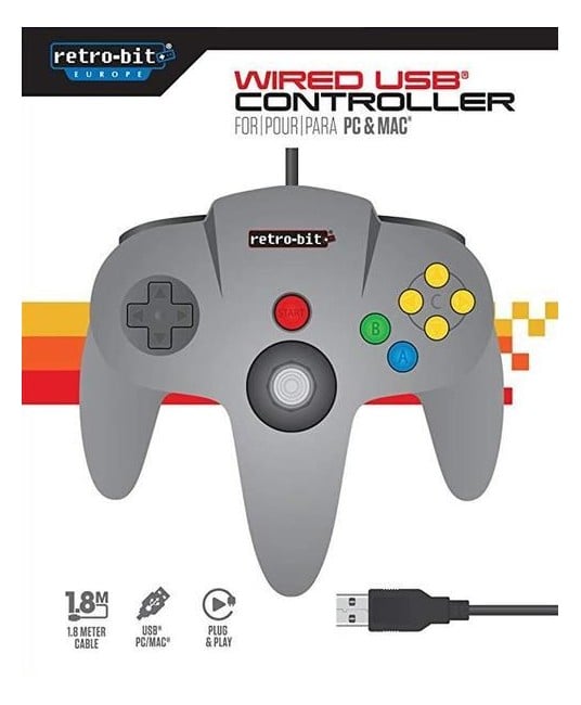 Retro-Bit Grey N64 USB Controller