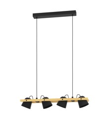 EGLO - Hornwood-Z long table pendant natural and black L78 - RGB + TW - Zigbee, Bluetooth