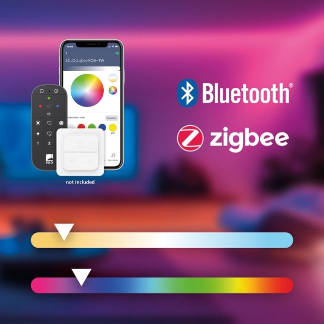 EGLO - Carossa-Z verlengstuk wit Ø8 - RGB + TW - Zigbee, Bluetooth