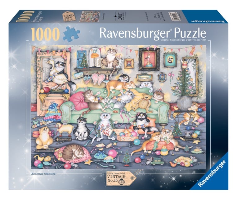 Ravensburger - Puslespil Crazy Cats Christmas Crackers 1000 brikker