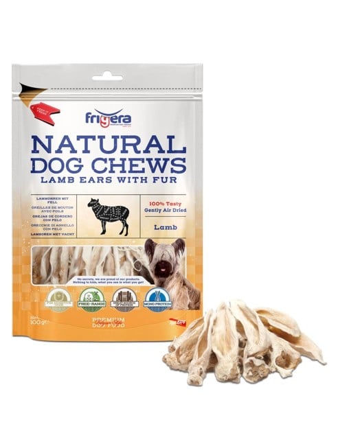 Frigera - Natural Dog Chews Lammeører m. hår 100gr