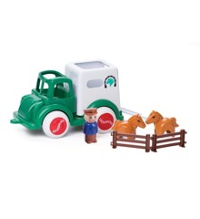 Viking Toys - Jumbo Hestetransport M/1 Pers.+2 Heste+hegn