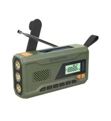 Manta - Tragbares Notfall-FM-Radio mit Kurbel, Solar-Powerbank, Taschenlampe