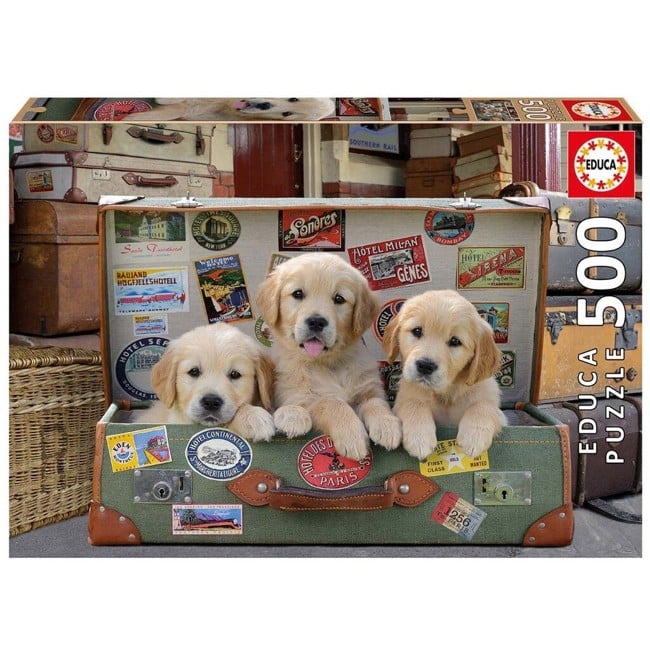 Educa - 500 Pcs - Puppies in the Luggage (017645)