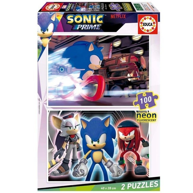 Educa - 2x100 Sonic Prime Neon Puzzle (80-19629)