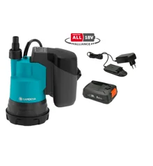 Gardena Battery-powered submersible pump for clean water 2000/2 18V, set.