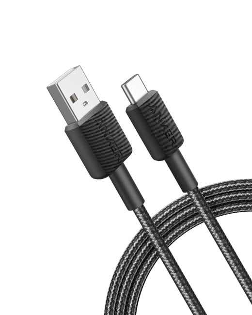 Anker - 322 USB-A naar USB-C Kabel Nylon, 1,8M, Zwart