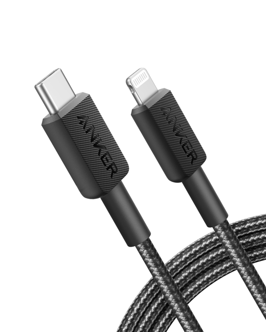 Anker - 322 USB-C Lightning-kaapeli Nylon, 0,9M, Musta