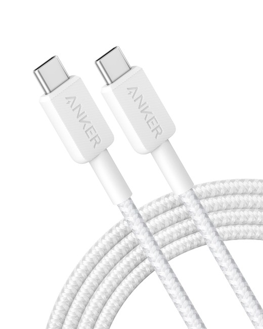 Anker - 322 USB-C zu USB-C Kabel Nylon, 1,8M, Weiß