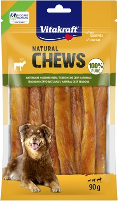 Vitakraft - NATURAL CHEWS Naturlige hjortesener tørret hundesnack 90 g