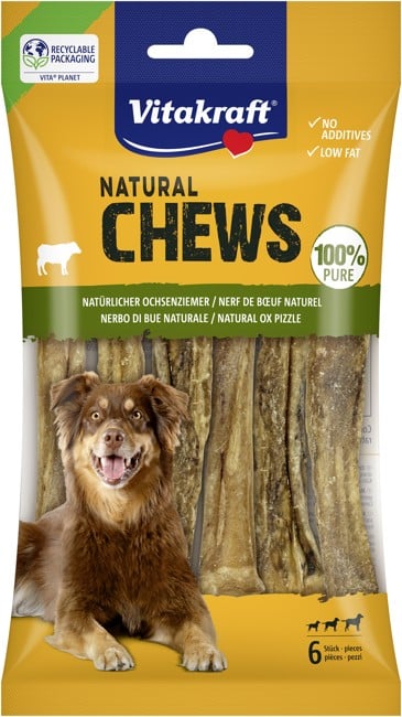 Vitakraft - NATURAL CHEWS Naturlig oksepisk skåret hundesnack 6 stk.