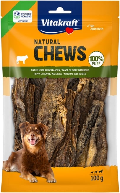 Vitakraft - NATURAL CHEWS Naturlig oksekallun tørret hundesnack 100 g