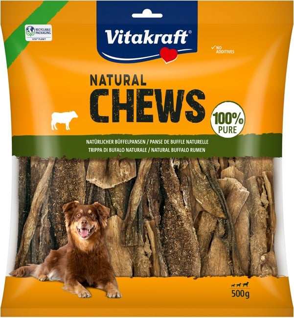 Vitakraft - NATURAL CHEWS Naturlig oksekallun tørret hundesnack 500 g