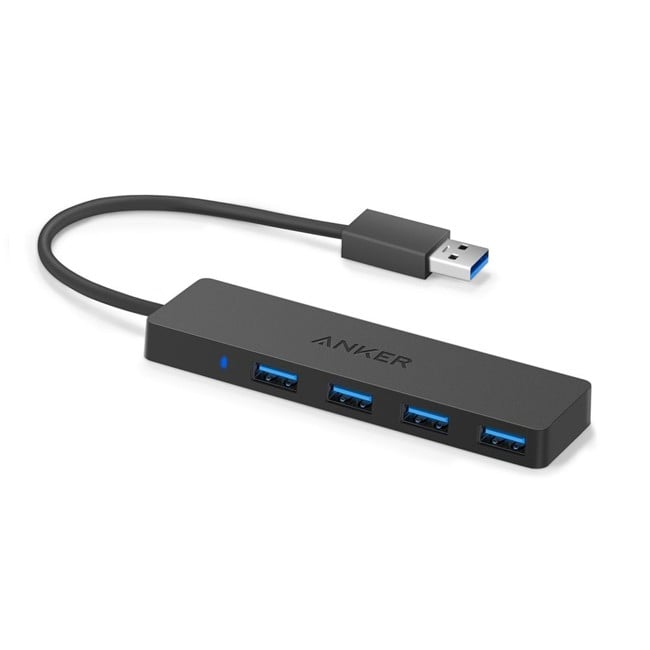 Anker - 4-Port Ultra Slim USB3.0 Data Hub, Black