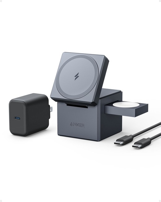 Anker - 3-in-1 Cube met MagSafe, Grijs