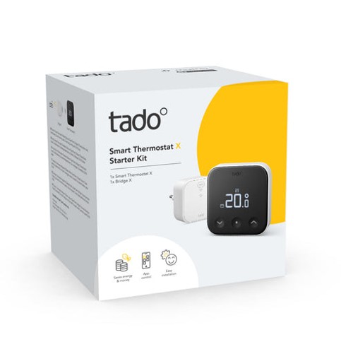 Tado Smart Termostat X – Kablet Startpakke med Bridge X for Kjeler, Gulvvarme & Varmepumper – Hvit