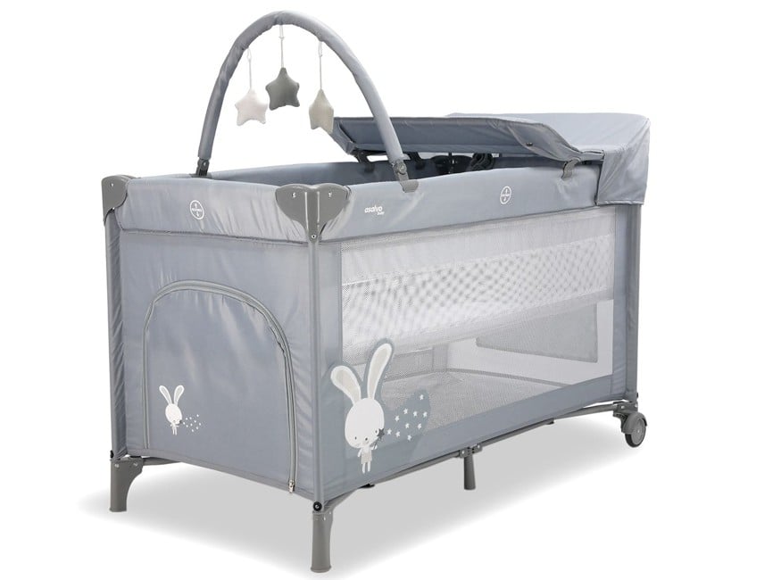 Asalvo - Travel cot complete Rabbit -  Grey (AV-19714)