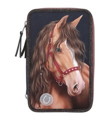 Miss Melody - Triple Pencil Case  LED GLITTER HORSE ( 0413190 )