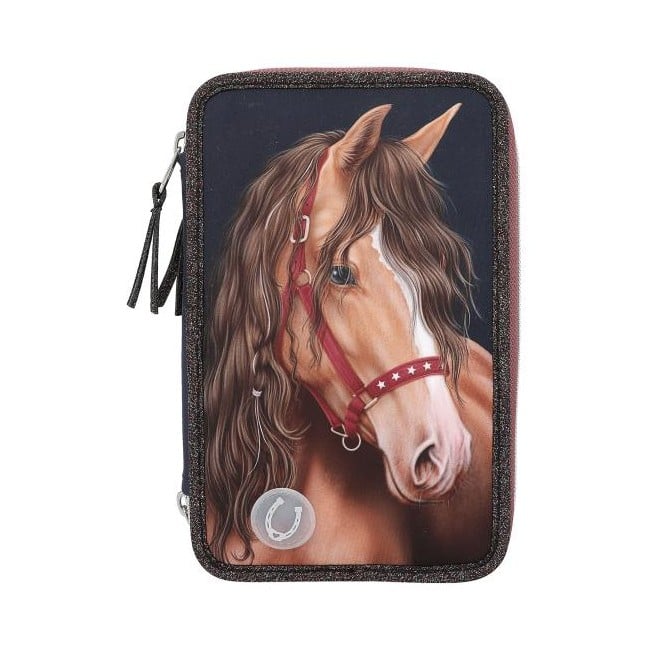 Miss Melody - Triple Pencil Case  LED GLITTER HORSE ( 0413190 )