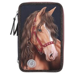 Miss Melody - Triple Pencil Case  LED GLITTER HORSE ( 0413190 )