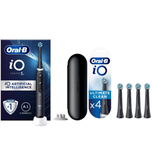 Oral-B - iO5s Matt Black Electric Toothbrush + iO Ultimate Clean Black Replacement Heads 4ct (Bundle)