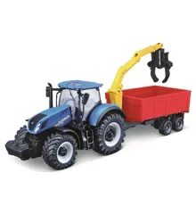 BURAGO - Tractor w/combination trailer N.H T7.615 10cm blue (141510)