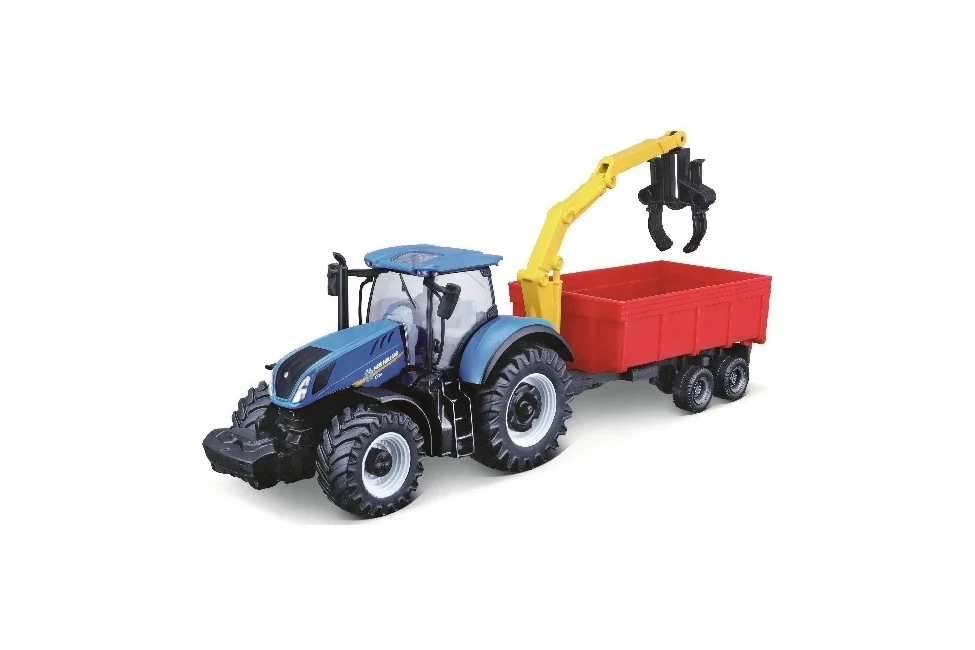 BURAGO - Tractor w/combination trailer N.H T7.615 10cm blue (141510)