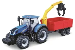 BURAGO - Tractor w/combination trailer N.H T7.615 10cm blue (141510)