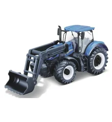 BURAGO - Tractor w/front loader N.H. T7.615 10cm blue (141504)