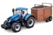 BURAGO - Tractor w/livestock trailer N.H. T7.615 10cm blue (141509) thumbnail-1