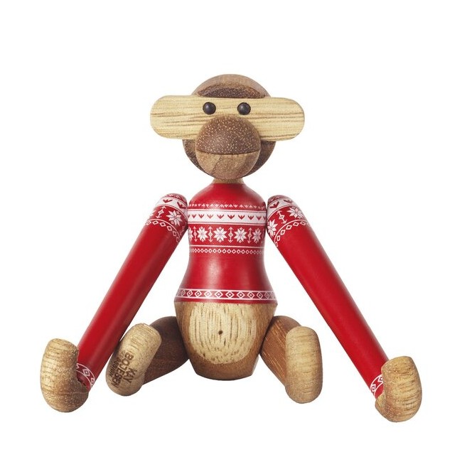 Kay Bojesen - Monkey in christmas jumper 2024 teak/limb Mini