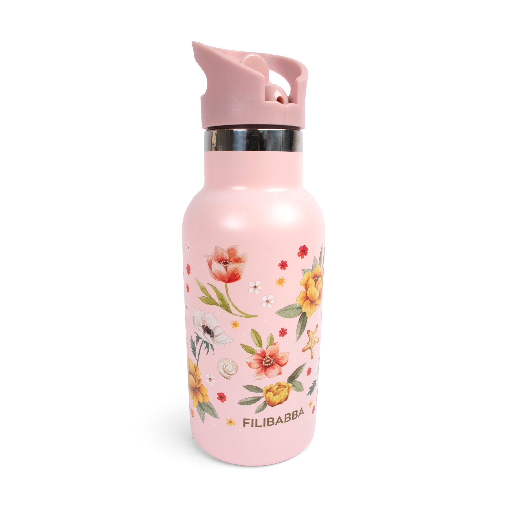 Filibabba - Stainless steel water bottle - Ocean Blossom - Pink - 6-60 m