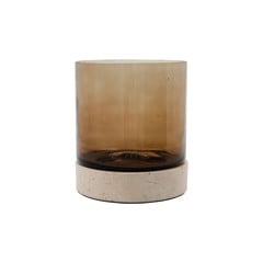 House Doctor - Candle holder, HDRivo - Brown - h: 17.5 cm, dia: 15 cm