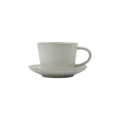 House Doctor - Kaffeetasse mit Untertasse, HDPion - Grau/weiß - h: 6.5 cm, dia: 7 cm, dia: 13 cm