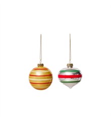 OYOY Living - Vintage Christmas Glass Ball, Pack of 2 - No 3