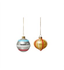 OYOY Living - Vintage Christmas Glass Ball, Pack of 2 - No 2