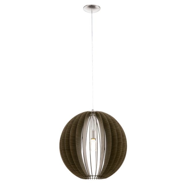 EGLO - COSSANO HANGENDE LAMP - Eiken - 50 cm diameter - satineret nikkel