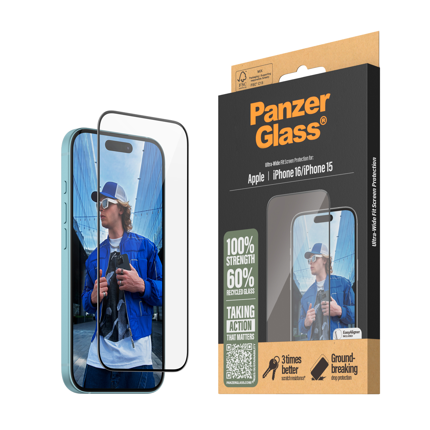 Panzerglass - Skjermbeskyttelse For Mobiltelefon - Ultrabred Passform - Glass