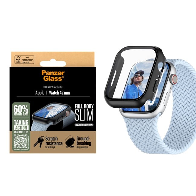 PanzerGlass - Screen Protector - Apple Watch 10 - 41mm FullBody Slim - Black