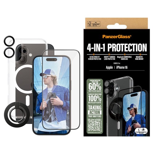 PanzerGlass – iPhone 16 – 4-i-1-skyddspaket