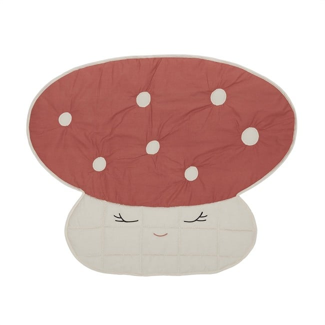 OYOY Mini - Mushroom Quilted Blanket - Offwhite / Red (M107676)