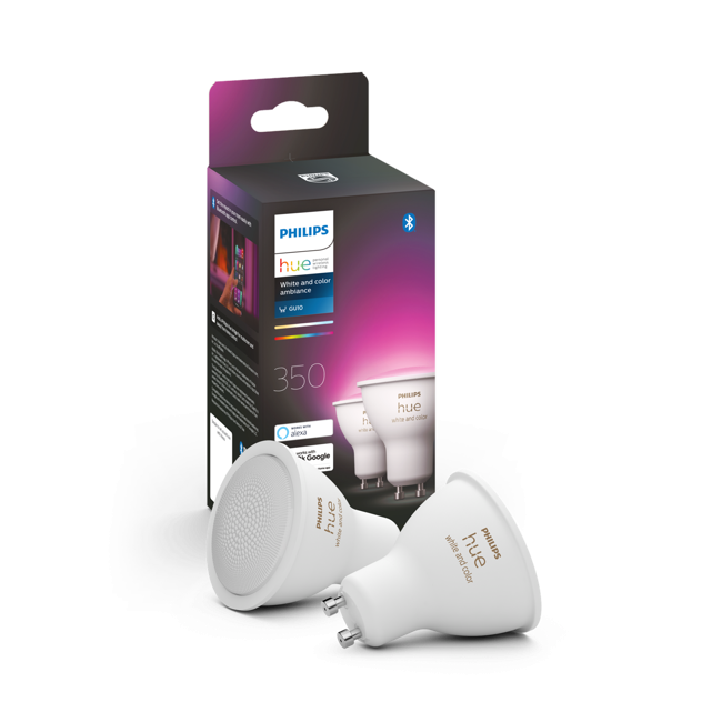 Philips Hue - GU10 2-Pack - Hvid og Farvet Stemning