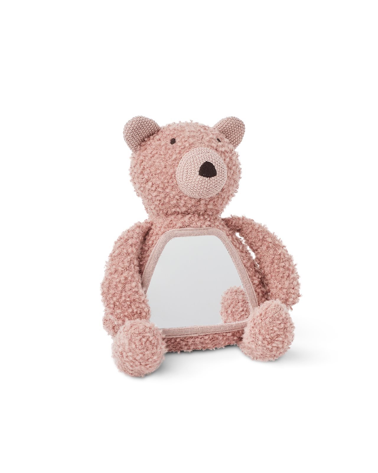 Smallstuff - Activity bear with mirror, wool bouclé, rose - (40048-05)
